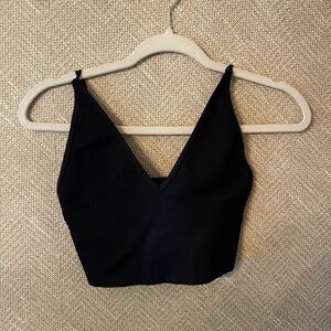 Hollister Black Ribbed V-Neck Crop Top
